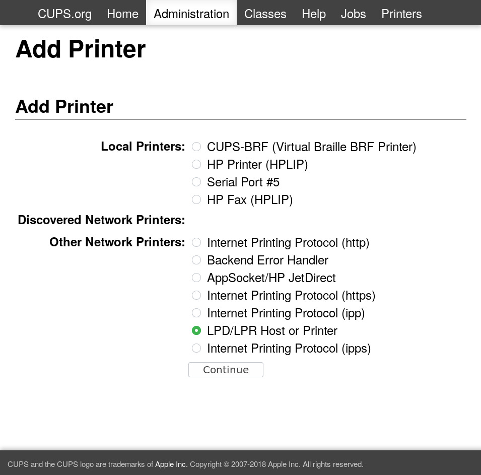 Choose the LPD protocol